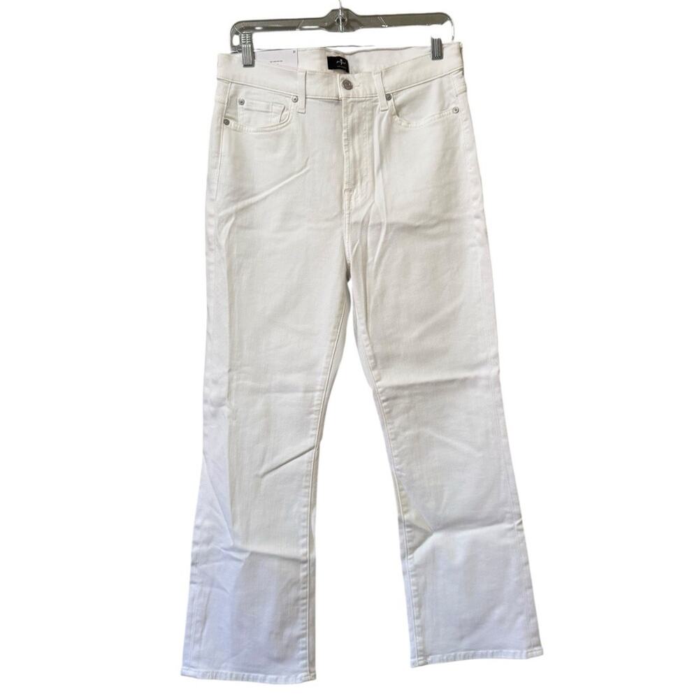 7 For All Mankind Slim Illusion Luxe High‎ Waist Slim Kick White Jeans Sz 31 NWT